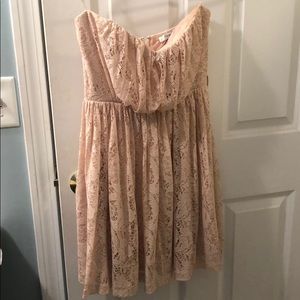 strapless lace pastel pink forever21 dress medium